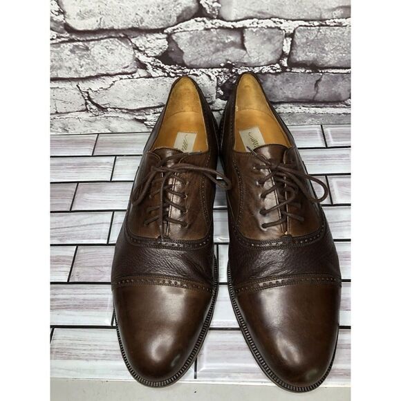 Mezlan Florence Brown Leather Brogue Cap Toe Oxfords Lace Dress Shoes Men Sz 12W - Picture 4 of 16